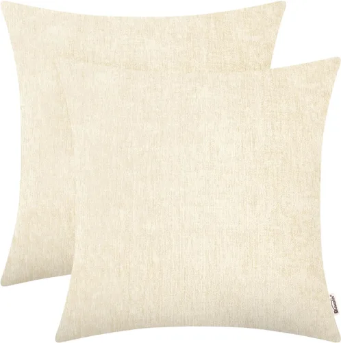 Vista 42 de BRAWARM Fundas de almohada 40x40 cm - Paquete de 2 fundas de almohada de chenilla negra, fundas de almohada de chenilla suave teñida sólida