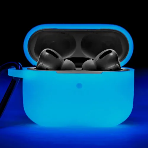 Vista 2 de Funda de silicona compatible con Apple AirPods Pro, funda protectora con mosquetón para AirPods 3 (luz de LED frontal visible)