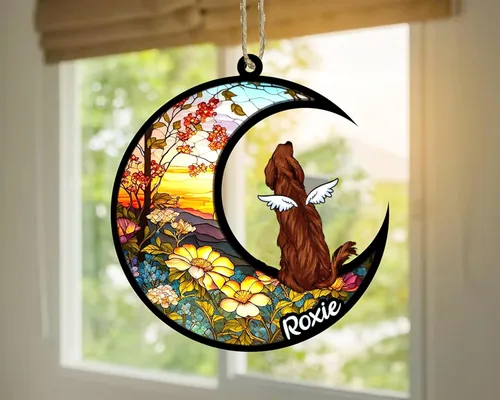 Vista 945 de LOVELYPOD Adorno de Navidad personalizado para perro Basset Hound (marrón) Basset Hound (marrón) adorno para atrapasoles de perro, razas de perros