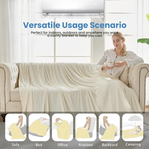 Vista 7 de OIGAE Manta refrescante para personas que duermen con calor – Manta fría de verano suave y ligera para sudores nocturnos, perfecta para cama, sofá