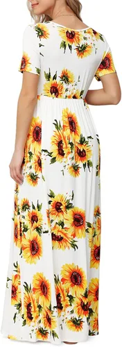 Vista 3 de Xpenyo Vestido Maxi de Maternidad para Mujer Casual Envolvente Largo para Baby Shower Embarazo