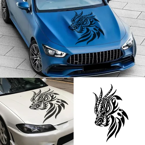 Vista 7 de Dragon Head Graphics - Adhesivo de vinilo autoadhesivo para capó de automóvil, accesorios de decoración de capó de automóvil, 31.49 x 19.68