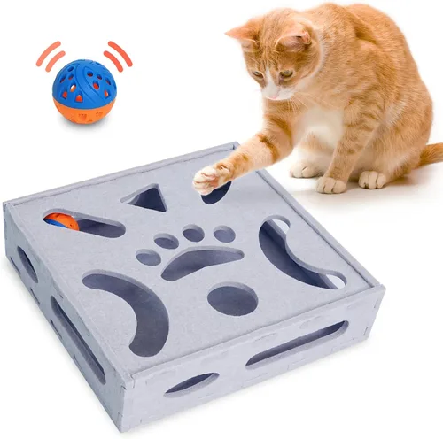 Vista 11 de PETKARAY Túnel para gatos, cueva original para gatos de interior, tubos y túneles de juego para gatitos grandes, juguete de fieltro suave con Beige