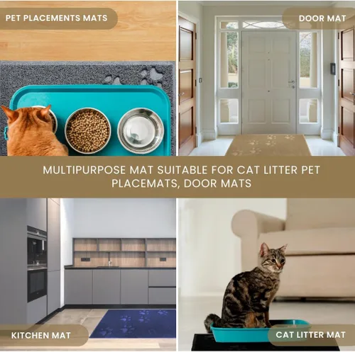Vista 7 de Andalus Tapete Pequeño para Arena de Gatos, Paquete de 2 - Impermeable, Antideslizante y Fácil de Limpiar, Tapete para Caja de Arena de Gatos