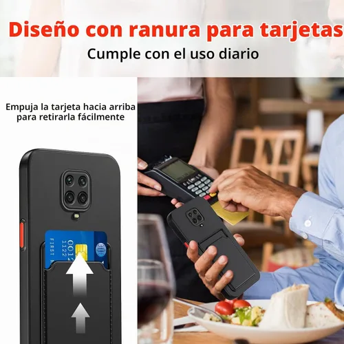 Vista 8 de Funda para Redmi Note 9 Pro, Redmi Note 9s con ranura para tarjetas de crédito, TPU suave TPU silicona resistente a los arañazos delgada ranura