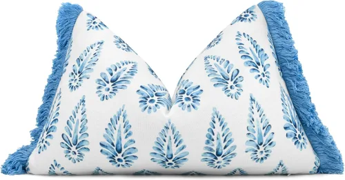Vista 8 de Booti - Funda de almohada decorativa cuadrada decorativa con estampado, decoración del hogar para sofá, silla, 20 x 20 pulgadas, azul Booti-azul