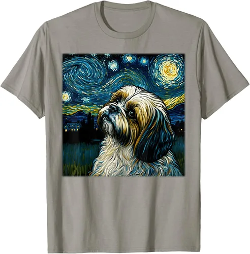 Vista 24 de Camiseta Surrealism Starry Night Shih Tzu Dog