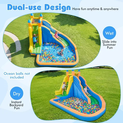 Vista 3 de Costzon - Gorila hinchable para piscina de agua con tobogán largo, pared de escalada, incluye bolsa de transporte Oxford, kit de reparación