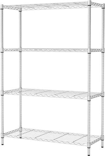 Vista 41 de BestOffice Estantes de almacenamiento de alambre de 4 niveles 12 pulgadas de profundidad x 18 pulgadas de ancho x 44 pulgadas de alto Negro