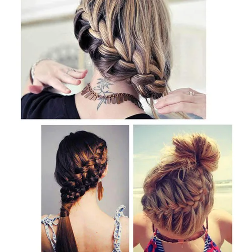 Vista 7 de Juego de 20 herramientas de cola de caballo y trenzado para accesorios de peinado de cabello para mujer