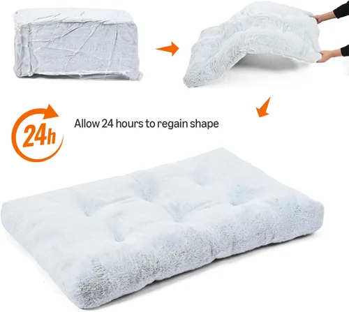 Vista 6 de Amazon Basics Cama grande para perro para jaula, colchón grande lavable para perro para perrera, antideslizante, 42x28x4 pulgadas
