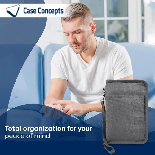 Vista 4 de Estuche de suministros para diabetes - Estuche de almacenamiento portátil y organizador medidor de glucosa, insulina y accesorios - Compacto, Gris
