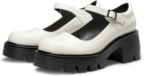 Vista 4 de DREAM PAIRS Zapatos Mary Janes para mujer, vestido de plataforma, tacón bajo, tacón grueso, punta redonda, correa de tobillo, zapatos Oxfords