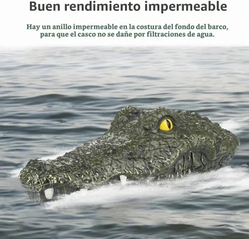 Vista 6 de GoolRC Barco a control remoto de 2.4 GHz con cabeza de cocodrilo para piscinas y lagos, lanchas RC de alta simulación con cabeza de cocodrilo con 2