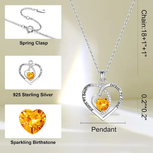 Vista 4 de Infinity Love Heart Birthstone Necklace for Women Jewelry, S925 Sterling Silver Heart Pendant Birthstone Necklace Women Gifts Valentines Mothers Day
