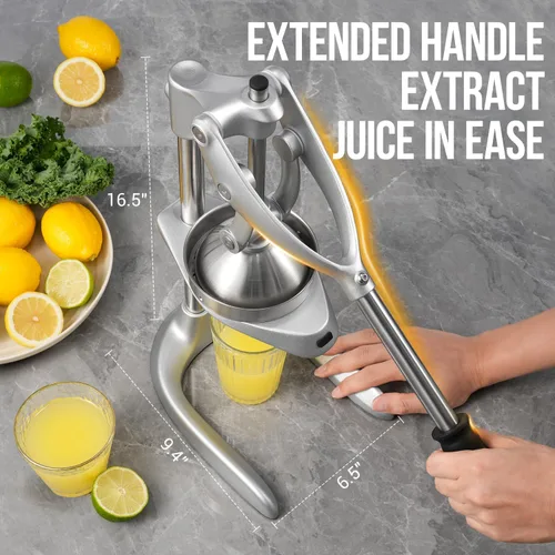 Vista 3 de Sopito Exprimidor manual, exprimidor de naranja sin esfuerzo, exprimidor de mano de acero inoxidable de seguridad profesional para cítricos, limón