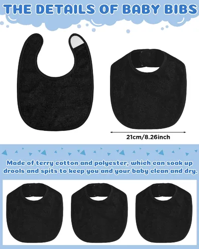 Vista 2 de JaGely Paquete de 30 baberos de muselina para bebé, multicolor, sólido, unisex, impermeable, alimentador ajustable para dentición y babeo