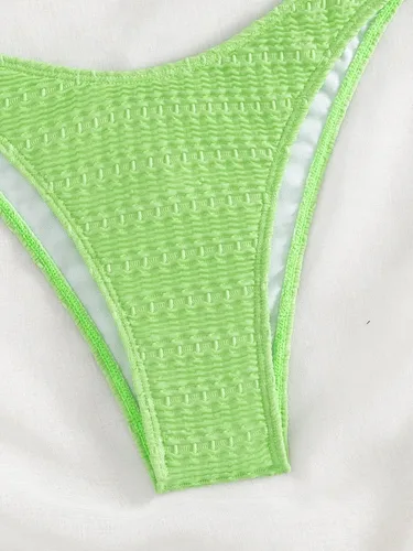 Vista 5 de SHENHE Conjunto de bikini de verano para mujer, 2 piezas, con anillo enlazado, traje de baño bandeau