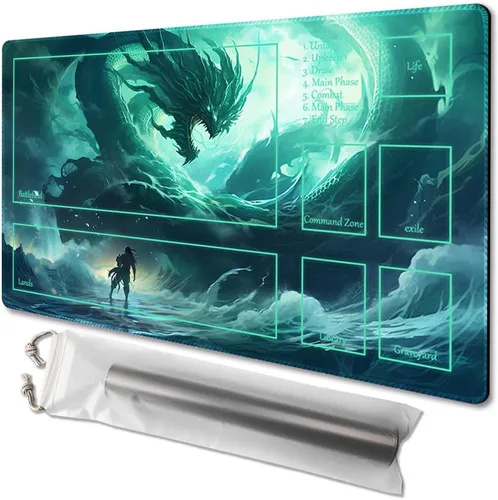 Vista 28 de MTG - Tapete de juego de tamaño 24 x 14 pulgadas, impresión antideslizante, ideal para entusiastas de los juegos de cartas, tapete de juego TCG