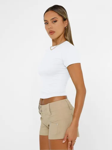Vista 4 de AUTOMET - Camisetas básicas de manga corta para mujer, para verano, entrenamiento o gimnasio, con cuello redondo, ropa moderna estilo Y2K