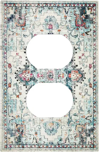 Vista 139 de Cubierta de Interruptor de Luz de Estilo Boho Vintage de los 70 Sol Arcoíris Champiñón Floral Rocker Individual 1 Gang Cubierta de Enchufe