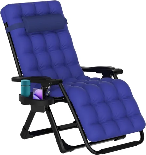 Vista 8 de ZENPETIO Silla de gravedad cero, sillas reclinables de camping con cojín
