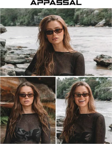 Vista 3 de Gafas de sol rectangulares pequeñas retro para mujeres y hombres, estilo vintage de los años 90, gafas estrechas y delgadas AP3732
