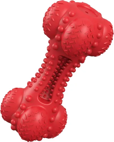 Vista 10 de SCHITEC - Juguete masticable para perros con sonido, hueso de goma natural resistente y duradero con cepillo de dientes, indestructible