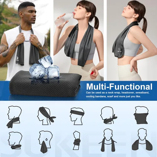 Vista 5 de Sukeen Toallas de enfriamiento para cuello y cara (40" x 12"), paquete de 6 toallas de enfriamiento, toallas de enfriamiento de microfibra