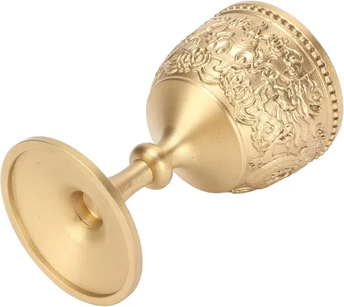 Vista 7 de Honio Copa de oro, diseño en relieve retro elegante copa de vino de latón para banquete