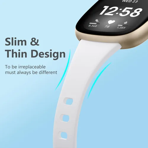 Vista 3 de Getino Compatible con Fitbit Versa 3/Versa 4 Bandas/Sense/Sense 2 Bandas para Mujer y Hombre, Accesorios de Banda Deportiva Fina y Duradera, Pequeña