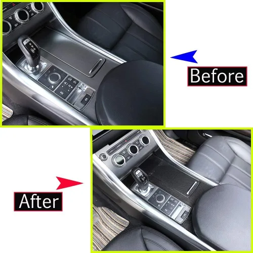 Vista 2 de YIWANG Cubierta de panel de consola central de coche de fibra de carbono real, 3 piezas para Land Rover Range Rover Sport 2014-2017 Auto Accesorios