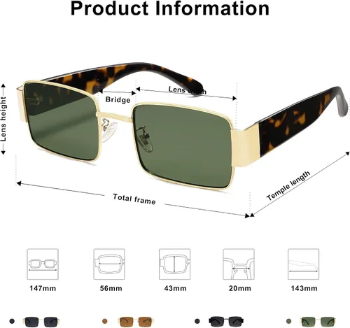 Vista 4 de SOJOS Gafas de sol rectangulares vintage con diseño retro UV400 SJ1162