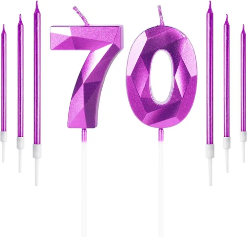Vista 40 de Vela rosa de cumpleaños número 1 con 6 velas largas, decoraciones de decoración de pastel para fiesta de niña de 1 año, suministros de celebración