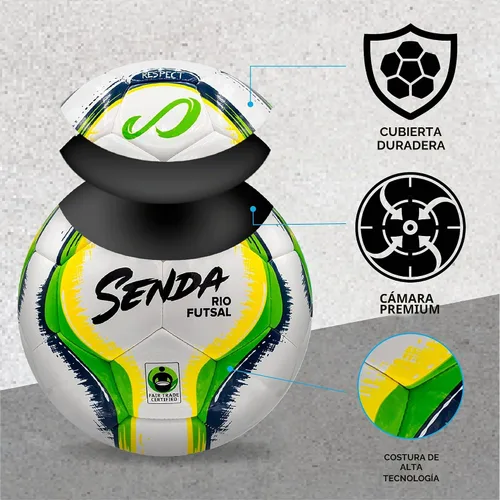 Vista 3 de SENDA Balón de fútbol sala de Rio Match, certificado de comercio justo
