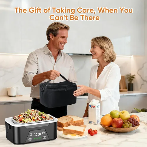 Vista 6 de Fiambrera eléctrica inalámbrica con caja de cristal de hielo, 6.3 tazas con calefacción para hombres con batería de 20000 mAh y calefacción