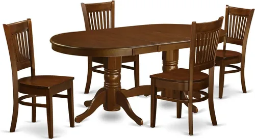 Vista 7 de East West Furniture VANC5-ESP-C - Juego de mesa de comedor de 5 piezas para 4 personas, incluye una mesa de cocina ovalada con hojas de mariposa y 4