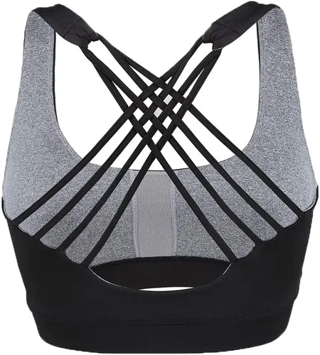 Vista 3 de Sujetador deportivo de alto impacto para mujer, brasier acolchado con espalda cruzada para entrenamiento, fitness, deportes, yoga