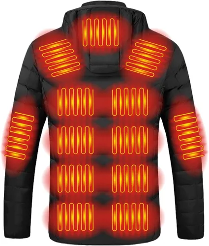 Vista 5 de Ssuyeuri Chaqueta térmica para mujeres y hombres, chaqueta de invierno cálida a prueba de viento, chaqueta gruesa de plumón mejorada recargable por
