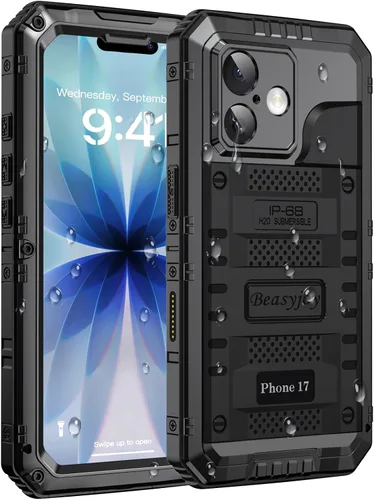 Vista 16 de Beasyjoy Funda impermeable para iPhone 13, funda de metal con protector de pantalla integrado, resistente protección de cuerpo completo, grado