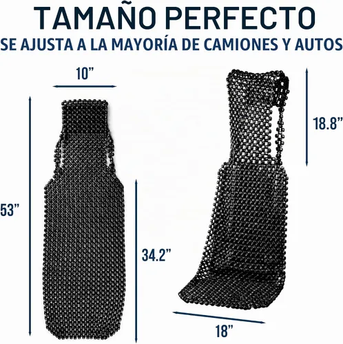 Vista 6 de ZONETECH Funda de asiento con cuentas para refrigeración, cojín de masaje, asiento de automóvil, cuentas de madera natural para semircamión