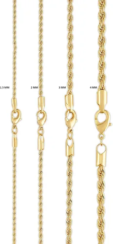 Vista 8 de Barzel Collar de cadena de cuerda chapada en oro de 18 quilates, fabricado en Brasil