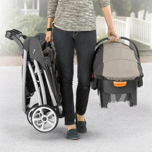 Vista 2 de Chicco Viaro Travel System, Viaro - Cochecito de plegado rápido con asiento y base KeyFit 30, Apex/negro