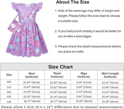 Vista 7 de HenzWorld Disfraz de Mirabel para niñas, vestido mágico de la familia IsabelaMadrigalPepa, disfraz de dibujos animados, traje de fiesta