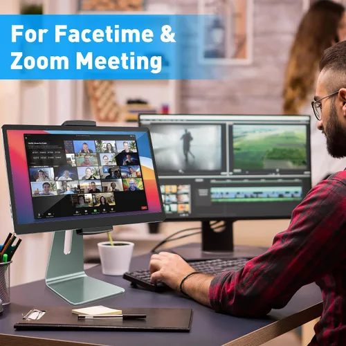 Vista 8 de AboveTEK Elegante soporte para tableta, soporte de aluminio para tabletas de 7 a 13 pulgadas, quiosco de escritorio compatible con iPad Pro Air Gris
