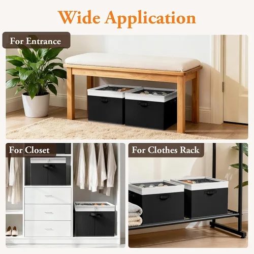 Vista 7 de StoreHappily Organizador de zapatos para armario, 2 paquetes con capacidad para hasta 32 pares, contenedores grandes de almacenamiento de zapatos