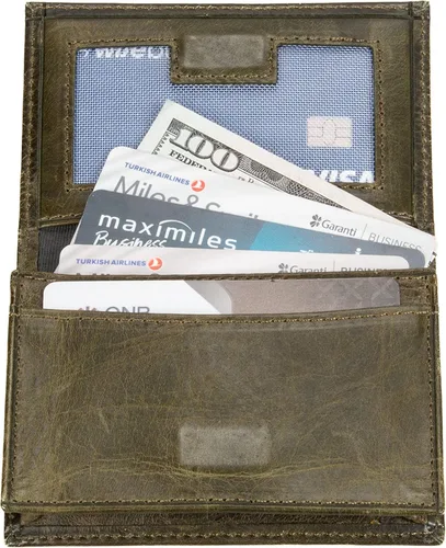 Vista 12 de Grande -3601 Cartera unisex, Gris (rustic gray), Pequeña funda magnética delgada y minimalista para tarjetas