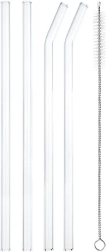 Vista 7 de uxcell Pajitas de vidrio reutilizables, 4 popotes de repuesto de vaso de viaje de 7.874 x 0.244 in con un cepillo de limpieza para bebidas de té