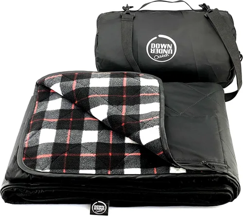 Vista 11 de DOWN UNDER OUTDOORS Manta grande impermeable y resistente al viento, extra gruesa de 350 GSM, forro polar acolchado, o manta de estadio de sherpa