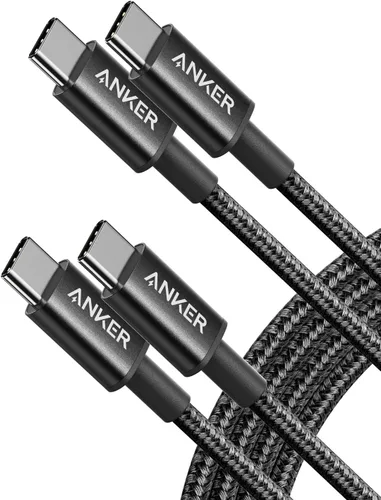 Vista 6 de Cable USB C a USB C de Anker, Cable de Carga Rápida Type-C de 60W (1 pie, paquete de 2) para iPhone Serie 17, iPad mini 6 y Más (Negro) Para